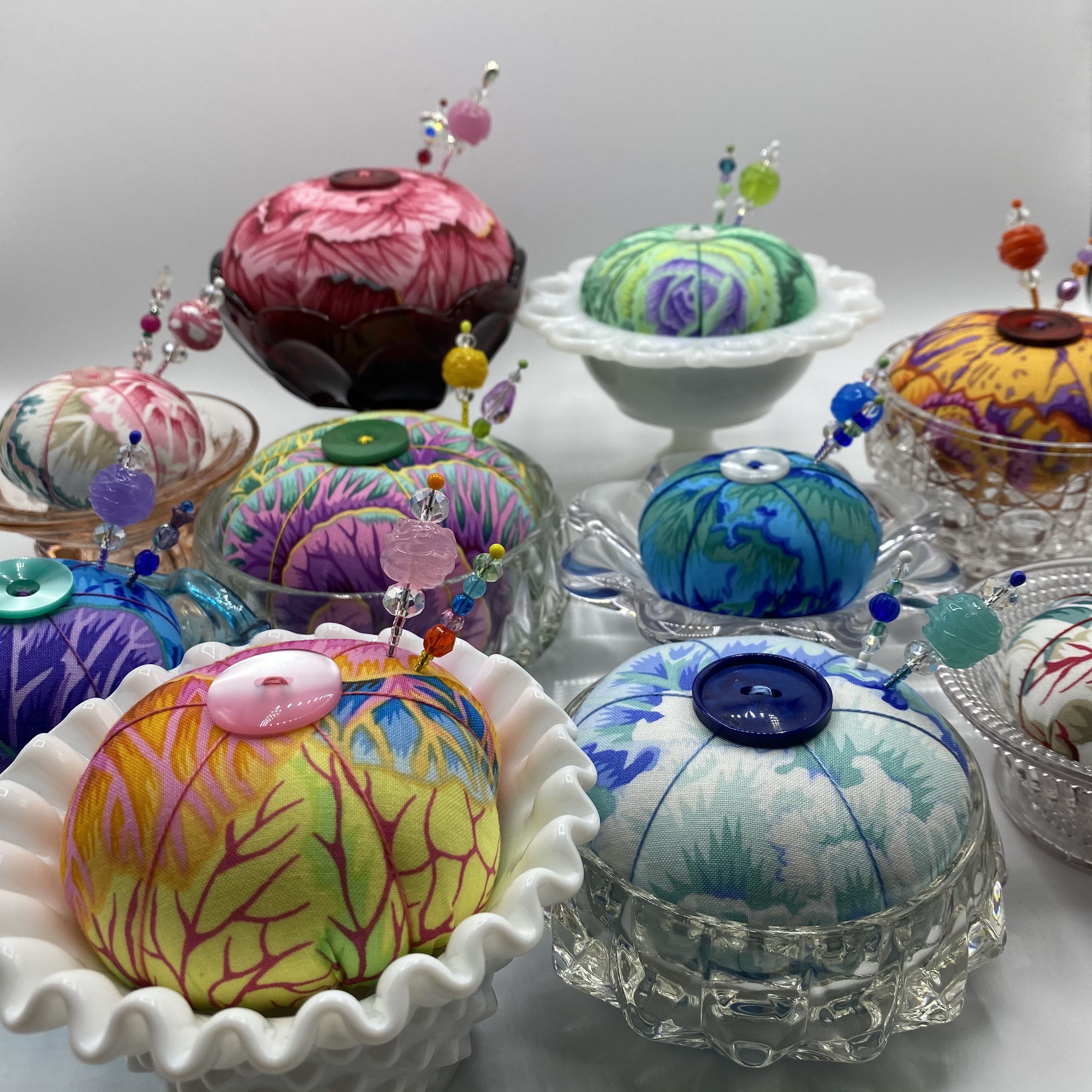 The Glass Bunny (aka Nancy Smith) Cabbage Beads Plus Kaffe Fassett Brassica Fabric